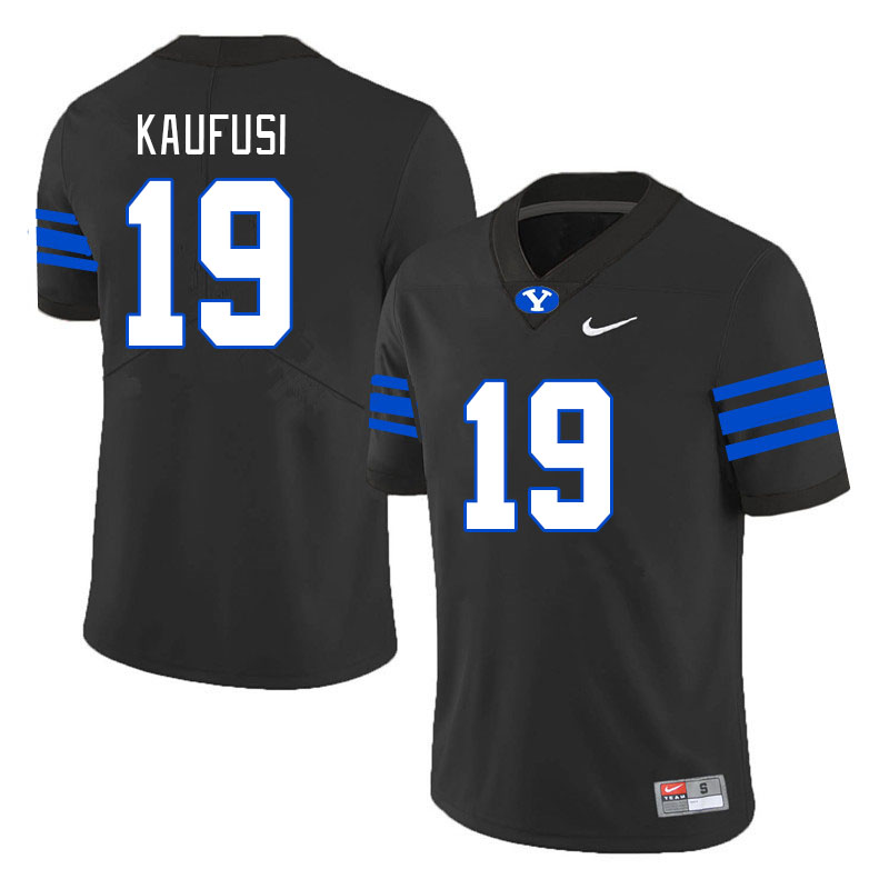 Men #19 Ace Kaufusi BYU Cougars College Football Jerseys Stitched-Black
